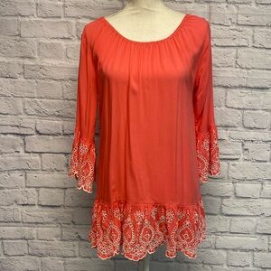 Sweet Magnolia Coral Viscose Tunic Sz S